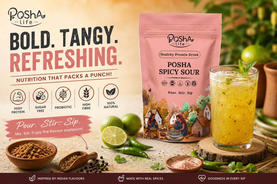 Posha Spicy Sour: A Bold, Tangy &amp; Healthy Premix Drink for Everyday Nutritio